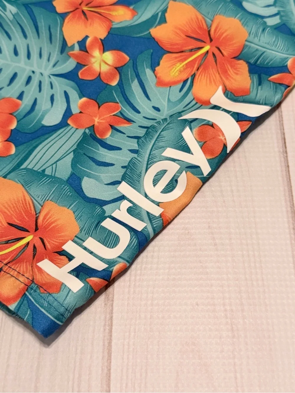 Hurley Gray and Blue Swim Shorts with Pastel Floral Accents